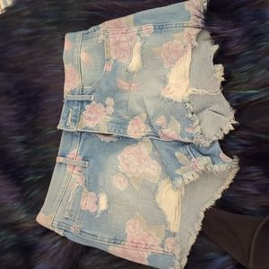 Rose covered Jean shorts